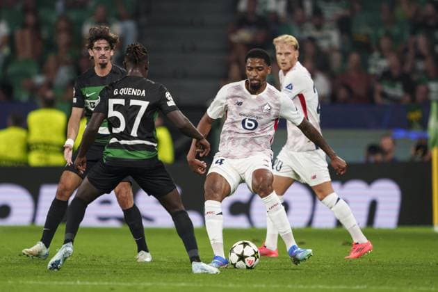 Alexsandro Ribeiro of Lille (R) plays against Geovany Quenda of Sporting (L) during the UEFA Champions League football match between Sporting CP and Lille at Estádio José Alvalade in Lisbon, Portugal on 17th September. FOOTBALL : Sporting Portugal CP vs Lille LOSC - Ligue des Champions UEFA - Lisbonne - 17 09 2024 SPP Panoramic 