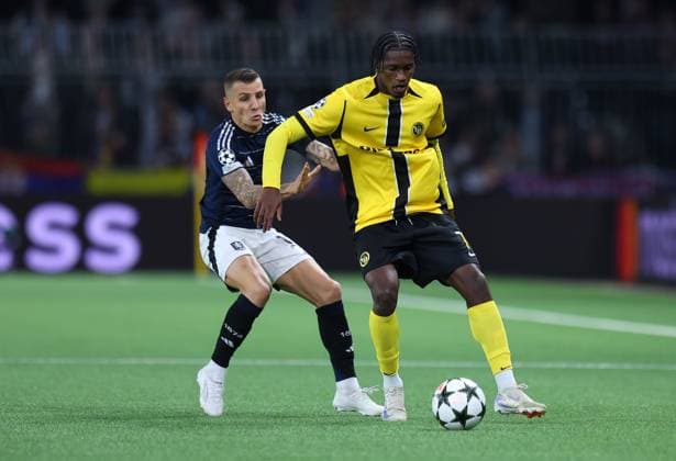 Lucas Digne of Aston Villa competes for the ball with Joel Monteiro of Young Boys Young Boys v Aston Villa, UEFA Champions League, Group Stage, Football, Wankdorf Stadium, Bern, Switzerland, 17 Sep 2024 EDITORIAL USE ONLY No use with unauthorised audio, video, data, fixture lists, club league logos or live services. Online in-match use limited to 120 images, no video emulation. No use in betting, games or single club league player publications. Copyright: xMichaelxZemanek Shutterstockx 14722110cj