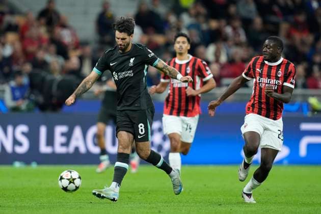 Dominik Szoboszlai (Liverpool FC) controls the ball, UEFA Champions League 2024 25 League Phase MD1, AC Milan v Liverpool FC, Stadio Giuseppe Meazza (San Siro), September 17, 2024, Milan, Italy.