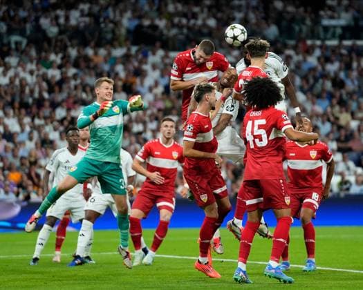 Antonio Rudiger of Real Madrid CF scores the 3-1 Real Madrid v VFB Stuttgart, UEFA Champios League match, date 1. Football, Santiago Bernabeu Stadium, Madrid, Spain - 17 Sep 2024 Editorial use only  Copyright: xPressinphoto Shutterstockx 14725330z