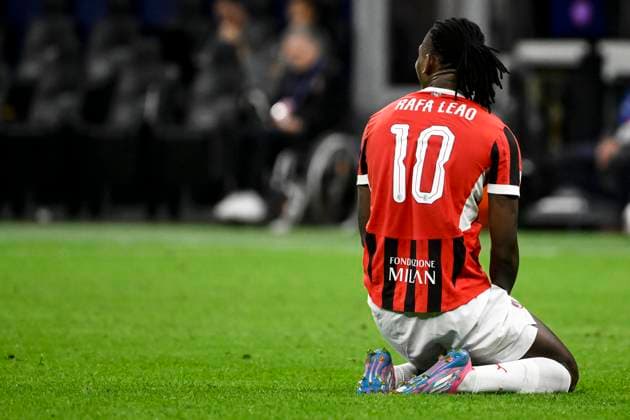 Rafael Leao of AC Milan looks dejectd during the UEFA Champions League 2024 205 football match between AC Milan and Liverpool FC at San Siro stadium in Milano (Italy), September 17, 2024. AndreaxStaccioli