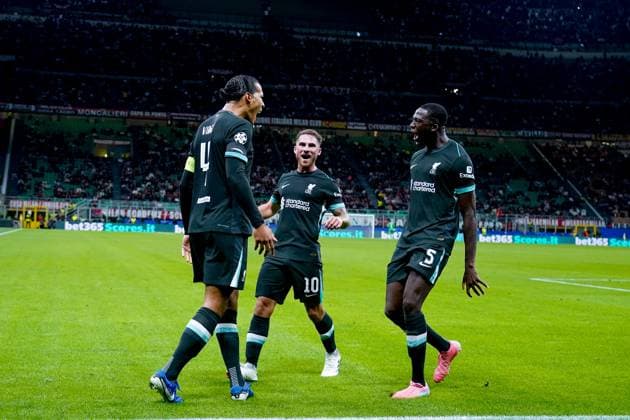 AC Milan v Liverpool FC - UEFA Champions League 2024 25 Virgil van Dijk of Liverpool FC celebrates after scoring second goal during the UEFA Champions League 2024 25 League Phase MD1 match between AC Milan and Liverpool FC at Stadio San Siro on September 17, 2024 in Milan, Italy. Milan Stadio Giuseppe Meazza Florence Italy Copyright: xGiuseppexMaffiax UCL_Milan-Liverpool_170924_BRU4604