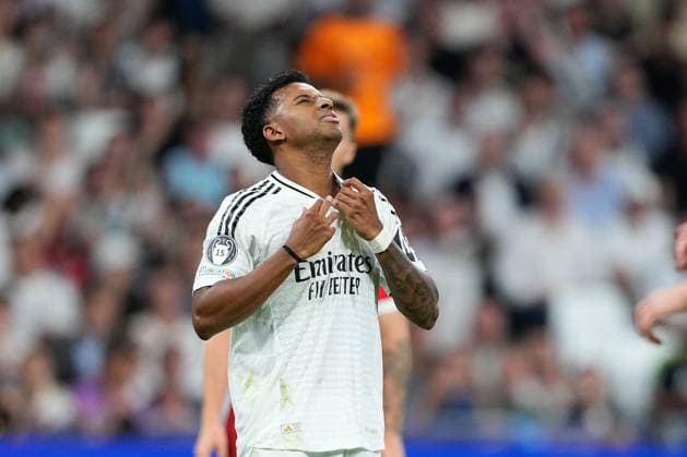 September 17, 2024, Madrid, Madrid, SPAIN: Rodrygo Goes of Real Madrid laments during the UEFA Champions League 2024 25 League Phase MD1 match between Real Madrid CF and VfB Stuttgart at Estadio Santiago Bernabeu on September 17, 2024 in Madrid, Spain. Madrid SPAIN - ZUMAa181 20240917_zaa_a181_087 Copyright: xOscarxJ.xBarrosox
