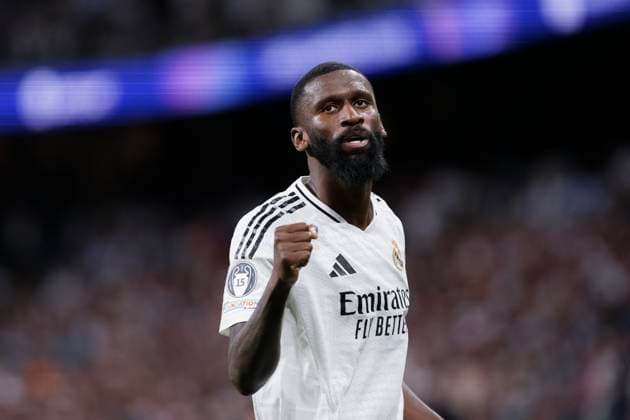 Real Madrid CF v VfB Stuttgart - UEFA Champions League 2024 25 League Phase MD1 Antonio Rudiger of Real Madrid celebrates a goal during the UEFA Champions League 2024 25 match between Real Madrid and VfB Stuttgart at Santiago Bernabeu Stadium in Madrid, Spain, on September 17, 2024. Madrid Spain  Copyright: xGuillermoxMartinezx originalFilename:martinez-uefacham240917_npF9h.jpg
