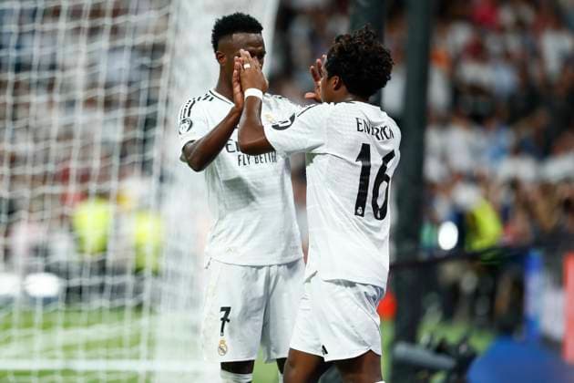 September 17, 2024, Madrid, Madrid, SPAIN: Endrick of Real Madrid celebrates a goal during the UEFA Champions League 2024 25 League Phase MD1 match between Real Madrid CF and VfB Stuttgart at Estadio Santiago Bernabeu on September 17, 2024 in Madrid, Spain. Madrid SPAIN - ZUMAa181 20240917_zaa_a181_182 Copyright: xIrinaxR.xHipolitox
