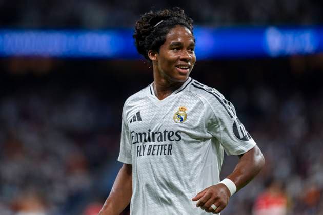 Real Madrid CF v VfB Stuttgart - UEFA Champions League 2024 25 League Phase MD1 Endrick Felipe Moreira de Sousa of Real Madrid CF celebrates his goal during the UEFA Champions League 2024 25 League Phase MD1 match between Real Madrid C.F. and VfB Stuttgart at Estadio Santiago Bernabeu on September 17, 2024 in Madrid, Spain. Madrid Estadio Santiago Bernabeu Madrid Spain Copyright: xAlbertoxGardinx AGardin_20240917_Football_Champions_Real_Madrid_vs_Stuttgart_255