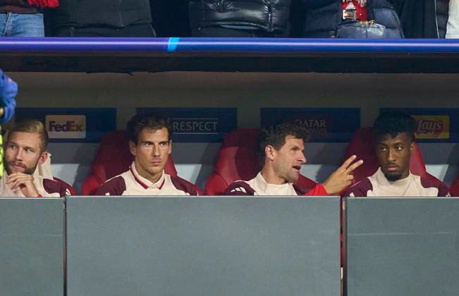 Konrad Laimer, FCB 27 Leon GORETZKA, FCB 8 Thomas MUELLER, MÜLLER, FCB 25 Kingsley Coman, FCB 11 in the group league match FC BAYERN MUENCHEN - DINAMO ZAGREB 9-2 of football UEFA Champions League in season 2024 2025 in Munich, Sep 17, 2024 , FCB, 1. Spieltag, München