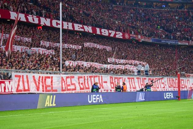 FCB fans in the group league match FC BAYERN MUENCHEN - DINAMO ZAGREB 9-2 of football UEFA Champions League in season 2024 2025 in Munich, Sep 17, 2024 , FCB, 1. Spieltag, München