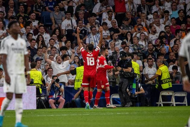 September 17, 2024, Madrid, Spain: 18 Jamie Leweling of Stuttgart celebrates a goal during the 2024 25 UEFA Champions League group stage match between Real Madrid CF and VfB Stuttgart at Santiago BernabÃˆu Stadium Real Madrid defeated Stuttgart tonight at the Santiago Bernabeu stadium by 3 goals to 1 in the first match of the 2024-2025 UEFA Champions League. Madrid Spain - ZUMAs197 20240917_aaa_s197_279 Copyright: xDavidxCanalesx