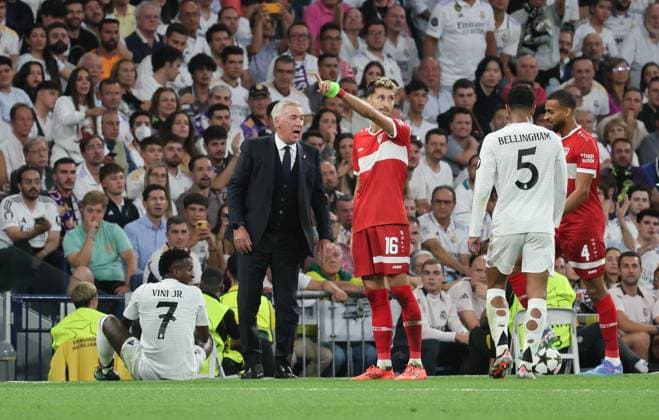 Carlo Ancelotti, Coach Madrid, ESP, Real Madrid vs VfB Stuttgart, Champions League, Football, Matchday 1, Season 2024 25, 17 09 2024 ESP, Real Madrid vs VfB Stuttgart, Champions League, Football, Matchday 1, Season 2024 25, 17 09 2024 Madrid Copyright: xEibner-Pressefoto joergxNiebergax EP_JNL