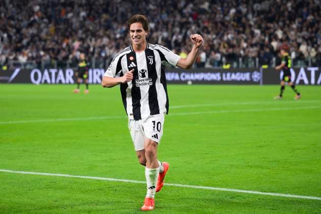 Juventus FC v PSV Eindhoven - UEFA Champions League Kenan Yildiz of Juventus FC celebrates during the UEFA Champions League football match between Juventus FC and PSV Eindhoven. Turin Italy Copyright: xNicolòxCampox