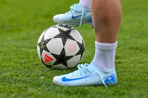 SOCCER - UEFA CL, Brest vs Sturm GRAZ,AUSTRIA,18.SEP.24 - SOCCER - UEFA Champions League, Stade Brestois 29 vs SK Sturm Graz, preview, training Sturm. Image shows a feature with a ball and shoes of Otar Kiteishvili (Sturm).  GEPAxpictures xAvnixRetkoceri