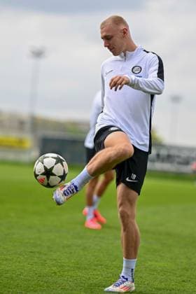 SOCCER - UEFA CL, Brest vs Sturm GRAZ,AUSTRIA,18.SEP.24 - SOCCER - UEFA Champions League, Stade Brestois 29 vs SK Sturm Graz, preview, training Sturm. Image shows Mika Biereth (Sturm).  GEPAxpictures xAvnixRetkoceri