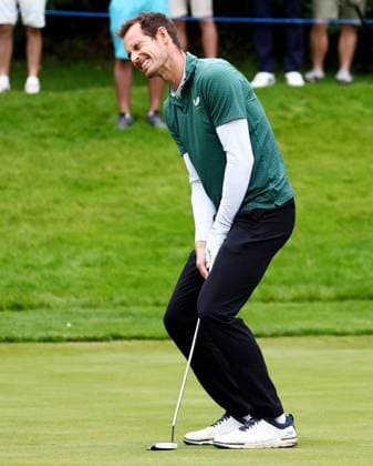 Former Tennis player Andy Murray reacts to a missed putt. BMW PGA, Golf Herren Championship, Celebrity Pro-Am, Golf, Wentworth, Surrey, UK - 18 Sep 2024  Copyright: xJamesxMarsh Shutterstockx 14726391ax