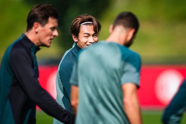 Champions League 2024-2025: training of Feyenoord Rotterdam - Ayase Ueda of Feyenoord during the training of Feyenoord in preparation of the Champions League duel against Bayer 04 Leverkussen at Trainingscomplex 1908 on 18 September 2024 in Rotterdam, The Netherlands. Copyright: xYannickxVerhoevenx