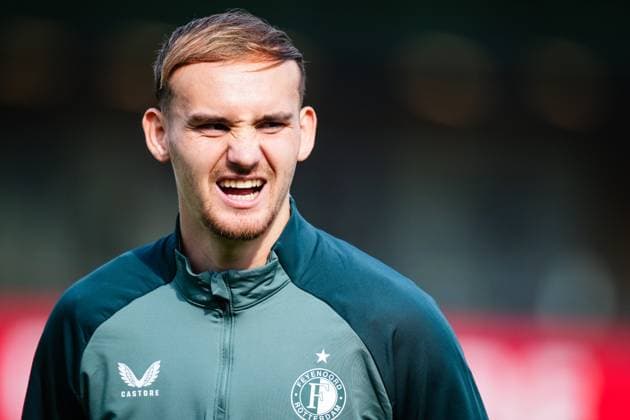 Champions League 2024-2025: training of Feyenoord Rotterdam - Thomas Beelen of Feyenoord during the training of Feyenoord in preparation of the Champions League duel against Bayer 04 Leverkussen at Trainingscomplex 1908 on 18 September 2024 in Rotterdam, The Netherlands. Copyright: xYannickxVerhoevenx