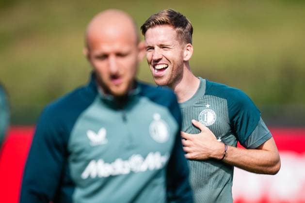 Champions League 2024-2025: training of Feyenoord Rotterdam - Gijs Smal of Feyenoord during the training of Feyenoord in preparation of the Champions League duel against Bayer 04 Leverkussen at Trainingscomplex 1908 on 18 September 2024 in Rotterdam, The Netherlands. Copyright: xYannickxVerhoevenx