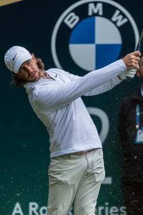 Tommy Fleetwood of England tees off on the 1st hole during Pro-Am day of the BMW PGA, Golf Herren Championship at the Wentworth Golf Club, Virginia Water, England on 17 September 2024. Copyright: xGrantxWinterx 41780006