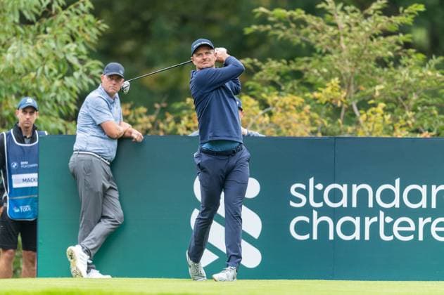 Justin Rose of England plays his tee shot on the 4th hole during Pro-Am day of the BMW PGA, Golf Herren Championship at the Wentworth Golf Club, Virginia Water, England on 17 September 2024. Copyright: xGrantxWinterx 41780021