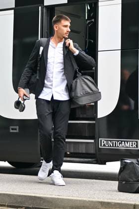 SOCCER - UEFA CL, Brest vs Sturm GRAZ,AUSTRIA,18.SEP.24 - SOCCER - UEFA Champions League, Stade Brestois 29 vs SK Sturm Graz, preview, departure Sturm. Image shows Matteo Bignetti (Sturm).  GEPAxpictures xAvnixRetkoceri