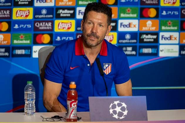 Champions League 2024 25 League Phase MD1: Atletico Madrid press conference, PK, Pressekonferenz Diego Pablo Simeone, head coach of Atletico de Madrid, seen speaking during the Atletico Madrid Press Conference ahead of their Champions League 2024 25 League Phase MD1 football match against RB Leipzig at Estadio Civitas Metropolitano on September 18, 2024 in Madrid, Spain. Madrid Estadio Civitas Metropolitano Madrid Spain Copyright: xAlbertoxGardinx AGardin_20240918_Football_Champions_Atletico_Madrid_PC_045