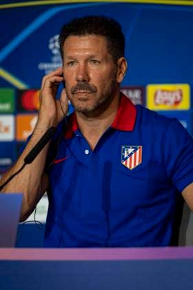 Champions League 2024 25 League Phase MD1: Atletico Madrid press conference, PK, Pressekonferenz Diego Pablo Simeone, head coach of Atletico de Madrid, seen speaking during the Atletico Madrid Press Conference ahead of their Champions League 2024 25 League Phase MD1 football match against RB Leipzig at Estadio Civitas Metropolitano on September 18, 2024 in Madrid, Spain. Madrid Estadio Civitas Metropolitano Madrid Spain Copyright: xAlbertoxGardinx AGardin_20240918_Football_Champions_Atletico_Madrid_PC_056