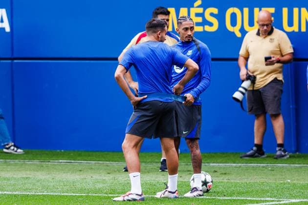 September 18, 2024, Sant Joan Despi, Barcelona, SPAIN: Raphinha Dias Belloli of FC Barcelona, Barca in action during the training sessions ahead UEFA Champions League, football match against AC Monaco at Ciudad Esportiva Joan Gamper on September 18, 2024 in Sant Joan Despi, Barcelona, Spain. Sant Joan Despi SPAIN - ZUMAa181 20240918_zaa_a181_089 Copyright: xJavierxBorregox