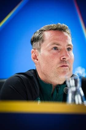 Champions League 2024-2025: press conference, PK, Pressekonferenz of Feyenoord Rotterdam - Feyenoord coach Brian Priske during the press conference of Feyenoord in preparation of the Champions League duel against Bayer 04 Leverkussen at Stadion Feijenoord De Kuip on 18 September 2024 in Rotterdam, The Netherlands. Copyright: xYannickxVerhoevenx