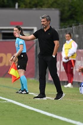 Alessandro Spugna of A.S. Roma Women during the Champions League Women Match Roma vs Servette 18th September 2024 at the Tre Fontane Stadium in Rome  Copyright: xMassimilianoxCervera IPAxSportx x xx IPA_49793346 IPA_Agency_IPA49793346