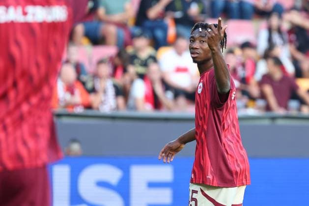 SOCCER - UEFA CL, Prag vs RBS PRAGUE,CZECH REPUBLIC,18.SEP.24 - SOCCER - UEFA Champions League, AC Sparta Prag vs Red Bull Salzburg. Image shows Dorgeles Nene (RBS) during warm up.  GEPAxpictures xDavidxGeieregger