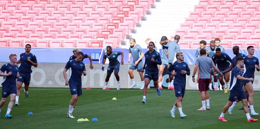 Atletico Madrid RB Leipzig CL MD 1 Madrid, 18 09 2024, Estadio Wanda Metropolitano, Fußball , UEFA Champions League, 1 Spieltag, Atletico Madrid vs RB Leipzig , Matchday 1 , Im Bild Abschlusstraining RB Leipzig , Only editorial use , UEFA regulations prohibit any use of photographs as image sequences and or quasi video , Picture Point