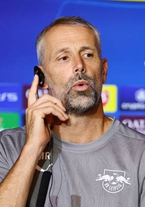 Atletico Madrid RB Leipzig CL MD 1 Madrid, 18 09 2024, Estadio Wanda Metropolitano, Fußball , UEFA Champions League, 1 Spieltag, Atletico Madrid vs RB Leipzig , Matchday 1, Pressekonferenz , Im Bild Trainer Marco Rose, RB Leipzig , Only editorial use Foto nur zur redaktionellen Nutzung bestimmt , UEFA regulations prohibit any use of photographs as image sequences and or quasi video , Picture Point