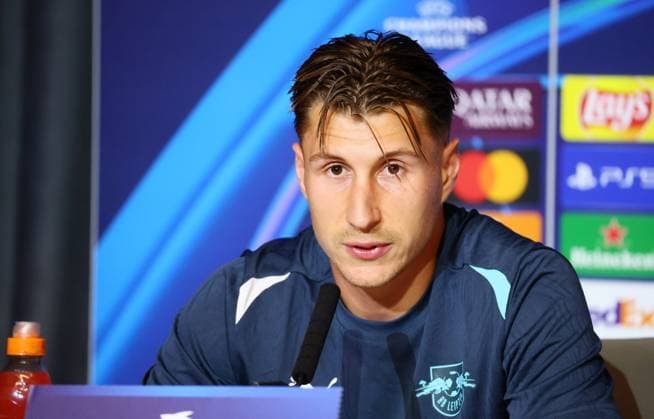 Atletico Madrid RB Leipzig CL MD 1 Madrid, 18 09 2024, Estadio Wanda Metropolitano, Fußball , UEFA Champions League, 1 Spieltag, Atletico Madrid vs RB Leipzig , Matchday 1, Pressekonferenz , Im Bild Willi Orban Player, RB Leipzig , Only editorial use , UEFA regulations prohibit any use of photographs as image sequences and or quasi video , Picture Point