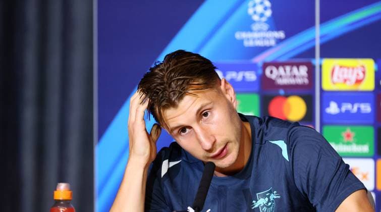 Atletico Madrid RB Leipzig CL MD 1 Madrid, 18 09 2024, Estadio Wanda Metropolitano, Fußball , UEFA Champions League, 1 Spieltag, Atletico Madrid vs RB Leipzig , Matchday 1, Pressekonferenz , Im Bild Willi Orban Player RB Leipzig , Only editorial use , UEFA regulations prohibit any use of photographs as image sequences and or quasi video , Picture Point