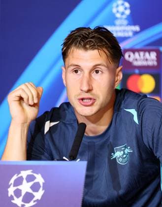Atletico Madrid RB Leipzig CL MD 1 Madrid, 18 09 2024, Estadio Wanda Metropolitano, Fußball , UEFA Champions League, 1 Spieltag, Atletico Madrid vs RB Leipzig , Matchday 1, Pressekonferenz , Im Bild Willi Orban Player, RB Leipzig , Only editorial use , UEFA regulations prohibit any use of photographs as image sequences and or quasi video , Picture Point