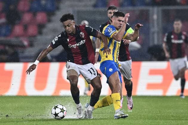 Mp Bologna 18 09 2024 - Champions League Bologna-Shakhtar Donetsk foto Matteo Papini Image nella foto: Dan Ndoye-Georgiy Sudakov 