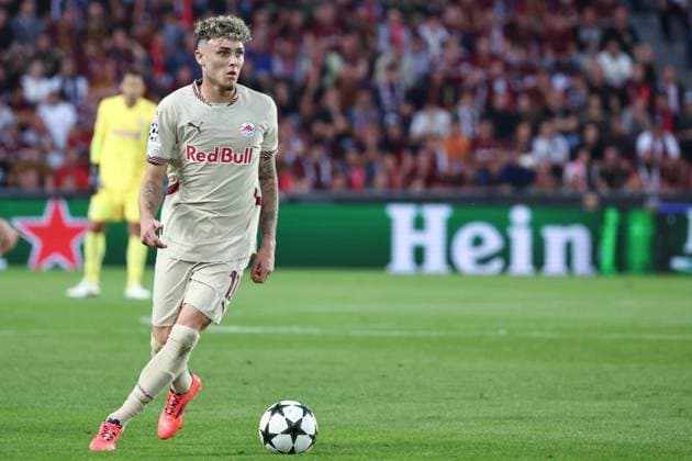 SOCCER - UEFA CL, Prag vs RBS PRAGUE,CZECH REPUBLIC,18.SEP.24 - SOCCER - UEFA Champions League, AC Sparta Prag vs Red Bull Salzburg. Image shows Bobby Clark (RBS).  GEPAxpictures xDavidxGeieregger
