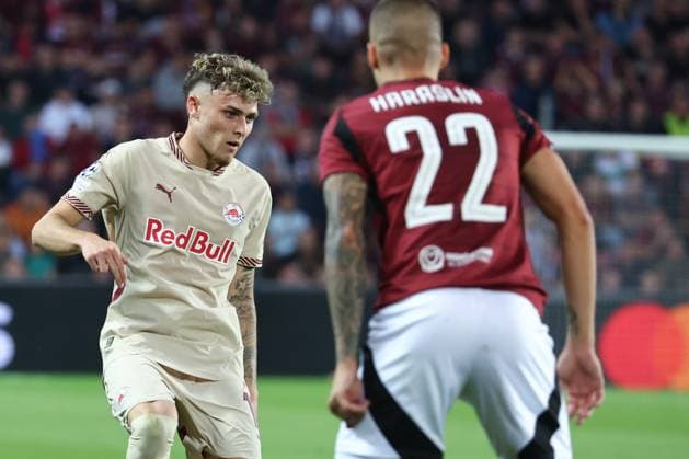 SOCCER - UEFA CL, Prag vs RBS PRAGUE,CZECH REPUBLIC,18.SEP.24 - SOCCER - UEFA Champions League, AC Sparta Prag vs Red Bull Salzburg. Image shows Bobby Clark (RBS).  GEPAxpictures xDavidxGeieregger
