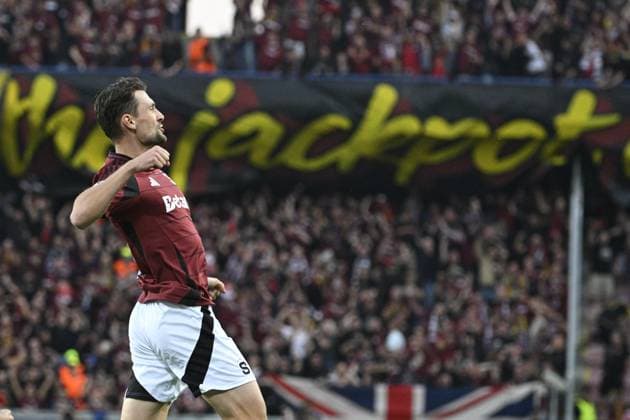 Kaan Kairinen (centre) of Sparta celebrates goal during the Football Champions League 1st round match: Sparta Prague vs Red Bull Salzburg in Prague, Czech Republic, September 18, 2024. (CTKxPhoto MichalxKamaryt) CTKPhotoP2024091807856  CTKPhotoP2024091807856