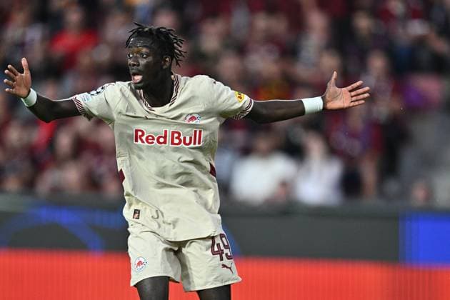 PRAGUE, CZECH REPUBLIC - SEPTEMBER 18: Moussa Yeo of FC Red Bull Salzburg reacts during the UEFA Champions League 2024 25 League Phase MD1 match between AC Sparta Praha and FC Salzburg at Letna Stadium on September 18, 2024 in Prague, Czech Republic. Photo by Sebastian Frej AC Sparta Praha v FC Salzburg - UEFA Champions League 2024 25 League Phase MD1 Copyright: xSebastianxFrejx