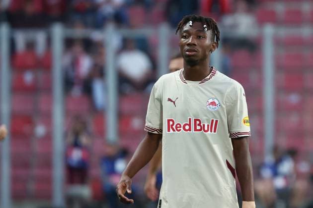 SOCCER - UEFA CL, Prag vs RBS PRAGUE,CZECH REPUBLIC,18.SEP.24 - SOCCER - UEFA Champions League, AC Sparta Prag vs Red Bull Salzburg. Image shows Dorgeles Nene (RBS).  GEPAxpictures xDavidxGeieregger
