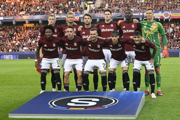 Soccer players of AC Sparta Prague pose for team photo prior to the Football Champions League 1st round match: Sparta Prague vs Red Bull Salzburg in Prague, Czech Republic, September 18, 2024. (CTKxPhoto MichalxKamaryt) CTKPhotoP2024091808007  CTKPhotoP2024091808007