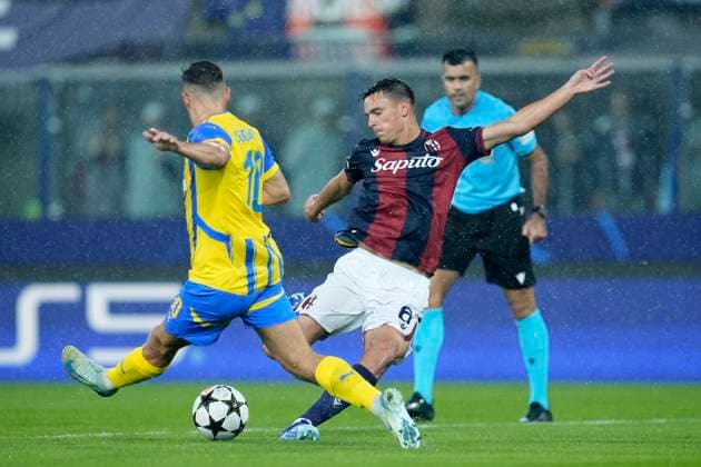 Nikola Moro (Bologna FC) in action, UEFA Champions League 2024 25 League Phase MD1, Bologna FC 1909 v FC Shakhtar Donetsk, Stadio Renato Dall Ara, September 18, 2024, Bologna, Italy.