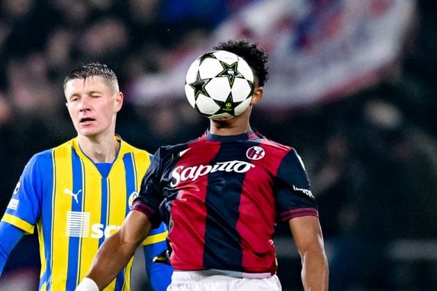 Header of Bologna s Dan Ndoye during Bologna FC vs FC Shakhtar Donetsk, UEFA Champions League football match in Bologna, Italy, September 18 2024  Copyright: xAlessioxMarini IPAxSportx xipa-ax xx IPA_49799015 IPA_Agency_IPA49799015