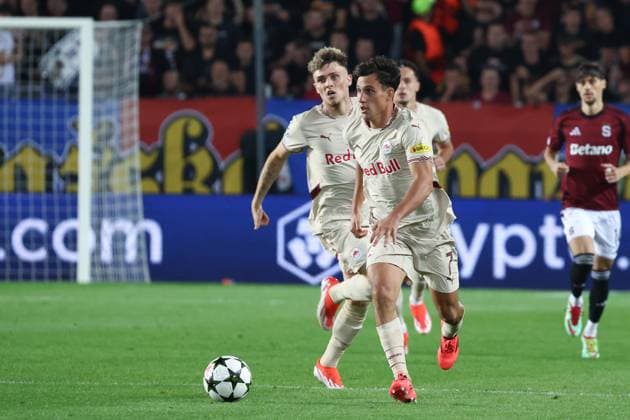 SOCCER - UEFA CL, Prag vs RBS PRAGUE,CZECH REPUBLIC,18.SEP.24 - SOCCER - UEFA Champions League, AC Sparta Prag vs Red Bull Salzburg. Image shows Nicolas Capaldo (RBS).  GEPAxpictures xDavidxGeieregger