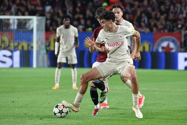 SOCCER - UEFA CL, Prag vs RBS PRAGUE,CZECH REPUBLIC,18.SEP.24 - SOCCER - UEFA Champions League, AC Sparta Prag vs Red Bull Salzburg. Image shows Stefan Bajcetic (RBS).  GEPAxpictures xDavidxGeieregger