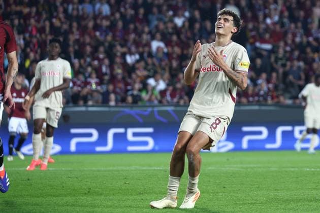 SOCCER - UEFA CL, Prag vs RBS PRAGUE,CZECH REPUBLIC,18.SEP.24 - SOCCER - UEFA Champions League, AC Sparta Prag vs Red Bull Salzburg. Image shows Stefan Bajcetic (RBS).  GEPAxpictures xDavidxGeieregger