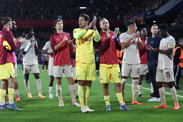 SOCCER - UEFA CL, Prag vs RBS PRAGUE,CZECH REPUBLIC,18.SEP.24 - SOCCER - UEFA Champions League, AC Sparta Prag vs Red Bull Salzburg. Image shows the disappointment of players of Salzburg.  GEPAxpictures xDavidxGeieregger