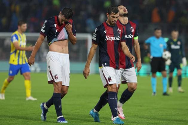 CALCIO - UEFA Champions League - Bologna FC vs FC Shakhtar Donetsk Bologna, Italy 18.09.2024 : Bologna players during UEFA Champions League 2024-2025, day 1, football match Bologna FC 1909 - Shakhtar Donetsk at Renato Dall Ara stadium in Bologna on September 2024. Bologna Italy  Copyright: xIPAxSport ABACAx