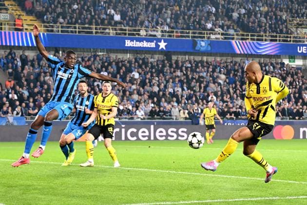 BRUGGE - Donyell Malen of Borussia Dortmund during the UEFA Champions League match between Club Brugge and Borussia Dortmund at the Jan Breydel Stadium on Sept. 18, 2024 in Bruges, Belgi . ANP Hollandse Hoogte UEFA Europa Champions League 2024 25 xVIxANPxSportx xGerritxvanxKeulenxIVx 508790664 originalFilename: 508790664.jpg